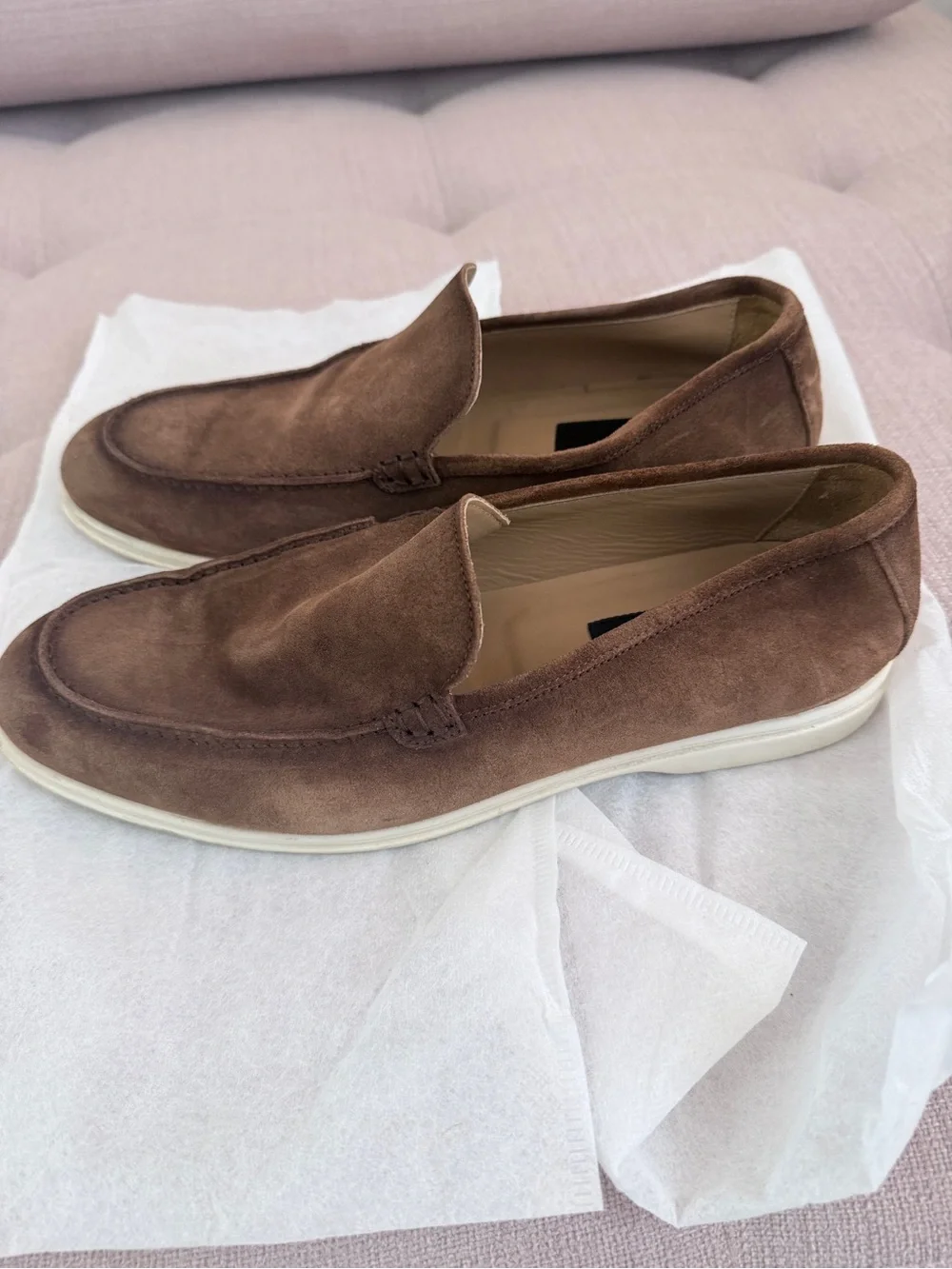 To Boot Brown Suede Slip-On Loafers with White Sole